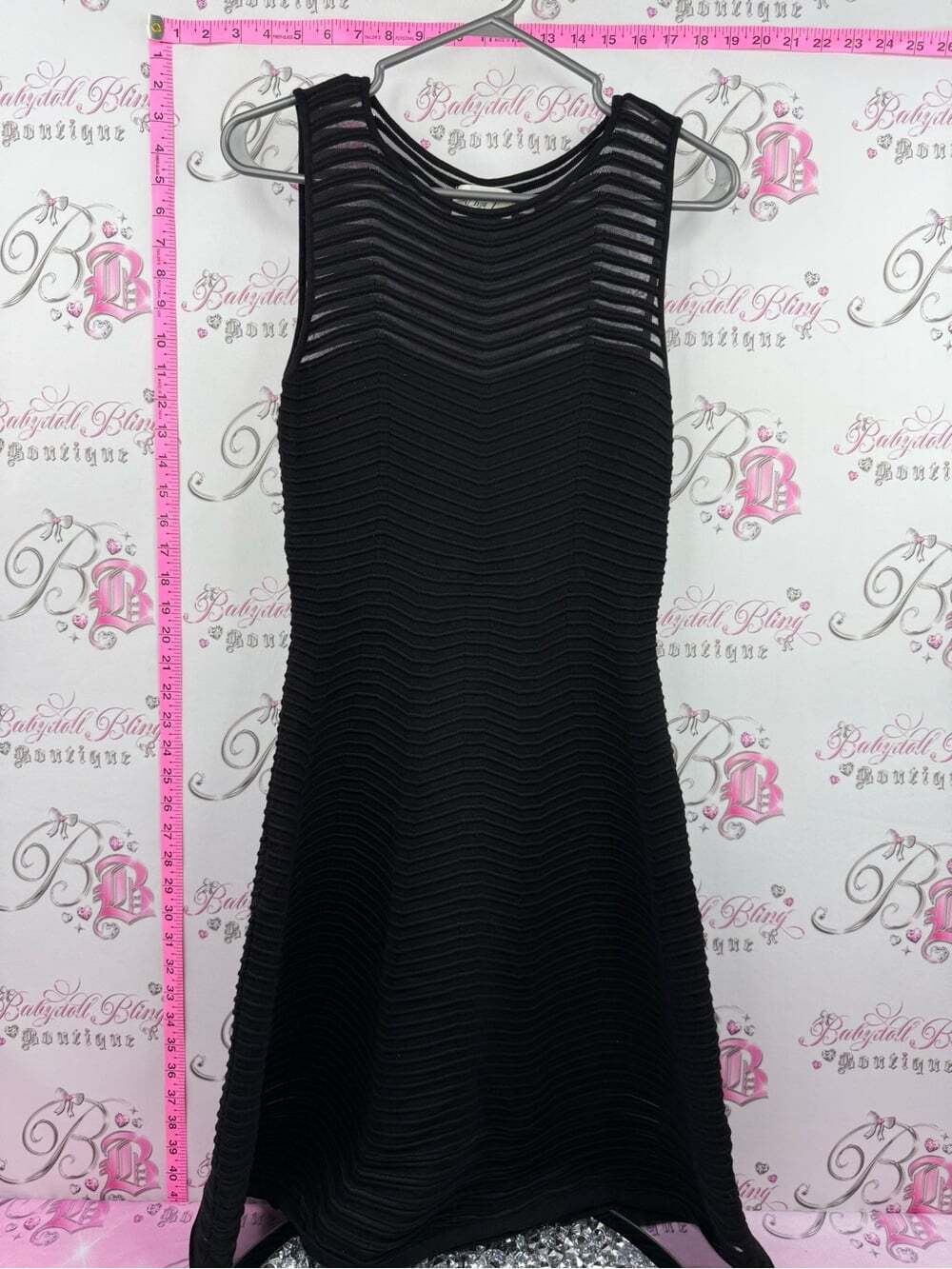 Eliza J dress chevron print Black Sleeveless Textured A-Line Dress